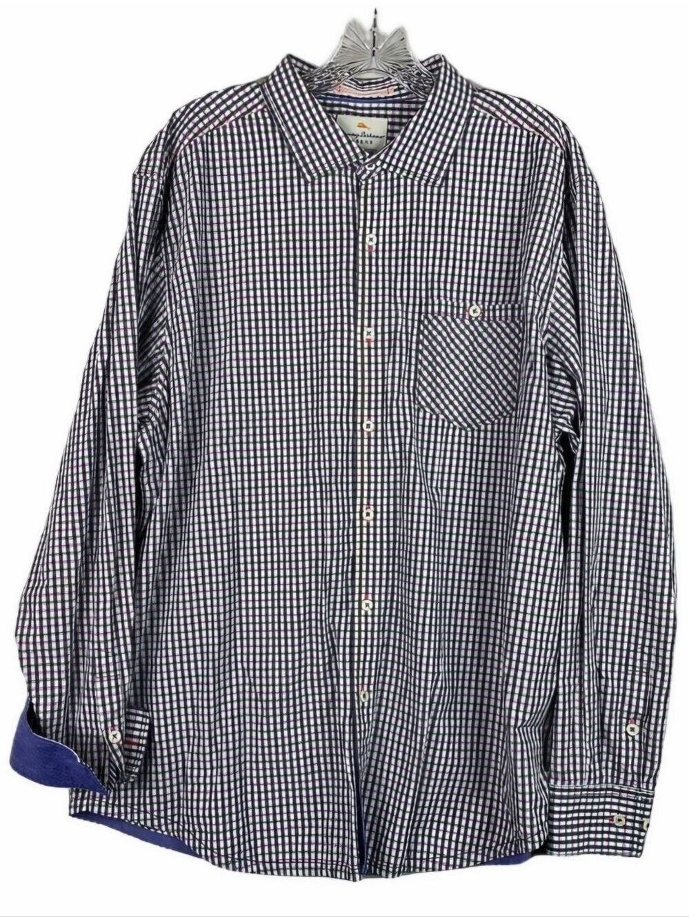 Tommy Bahama Island Crafted Check Print Button Down Shirt Long Sleeves Size XL